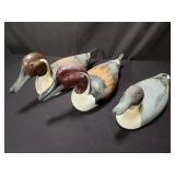 3 vintage wood hand painted duck decoys