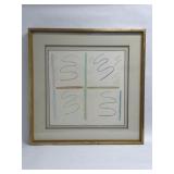 Pencil signed Blawauché abstract pastel on rag