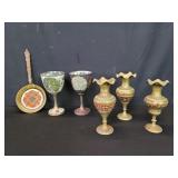 Vintage Indian brass goblets with engraved