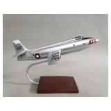 Bell X-1 A aircraft model on wood and metal stand