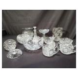 Collection of crystal bowls, jar, cream, sugar,
