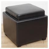 Modern faux leather ottoman with storage
