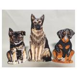 3 ceramic dog figural vases