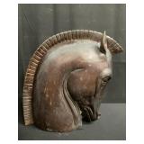 Signed and initiated KW bronze horse head