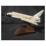 Nasa space shuttle orbiter wood model on wooden