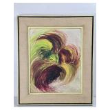 Vintage oil on board abstract painting, framed.