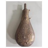 Vintage brass US "peace" powder flask