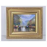 Signed oil on panel Parisian scene