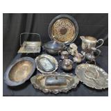 Collection of silver plated bowls, gravy boats,
