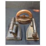3 vintage cast iron sad iron
