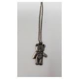 Sterling silver teddy bear pendant on sterling