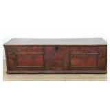 Antique large carved walnut blanket chest with key
