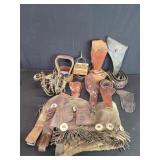 Collection of leather gun holsters. Gun belts