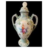 Antique Japanese-style hand painted vase