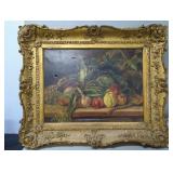 Antique still life oil on canvas in handmade