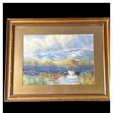 Framed watercolor painting