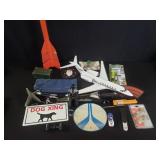 Box of misc model airplanes, locks, etc