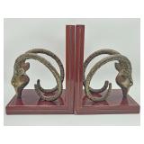 Vintage Mid-century Modern brass ibex head