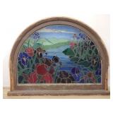Vintage leaded stained glass wall art