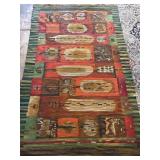 Vintage native wool rug with figures: animals &
