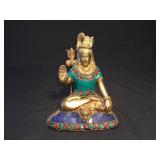 Vintage brass & mineral Buddhist statue