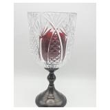 Vintage cut crystal hurricane candleholder with