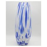 Polish hand blown Blue Rose cobalt confetti vase