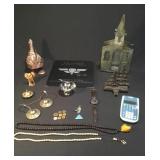 Vintage collectibles, table lighter, tingsha bells