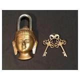 Lord Buddha brass Tibetan lock & keys