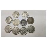 10 Vintage Liberty and Buffalo Nickel Coins