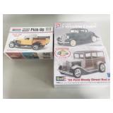 3 sealed plastic model cars by Revell, AMT,
