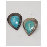 Sterling silver turquoise clip-on earrings