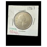 Vintage 1963 silver half dollar coin