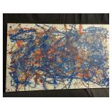 Vintage mixed media abstract on canvas