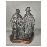 Signed Glenna Goodacre bronze sculpture on oak
