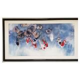 Large Asian print of koi fishes