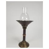 Vintge brass, copper candleholder with a glass