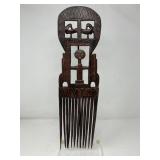 Vintage African carved wood comb