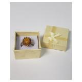 Vintage sterling silver and natural yellow jadeite