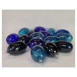 Sixteen hand blown glass Christmas decorations