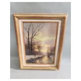 19th Century Dutch winter landscape oil on board