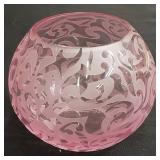 Signed etched studio art glass vase