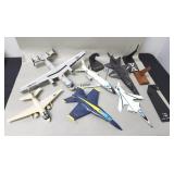 Group of wood and plastic model airplanes
