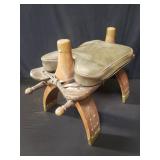 Vintage wood and brass camel saddle