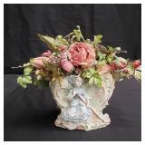 Vintage bisque porcelain figural vase with faux