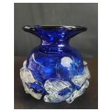 Hand blown studio art glass vase