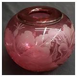 Signed and no. 45/125 art etched floral glass vase