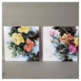 Vintage set of 2 Italian hand painted ceramic