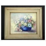 Signed Marie Hunter Oil on canvas floral still