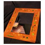 Vintage handcrafted wood mosaic framed